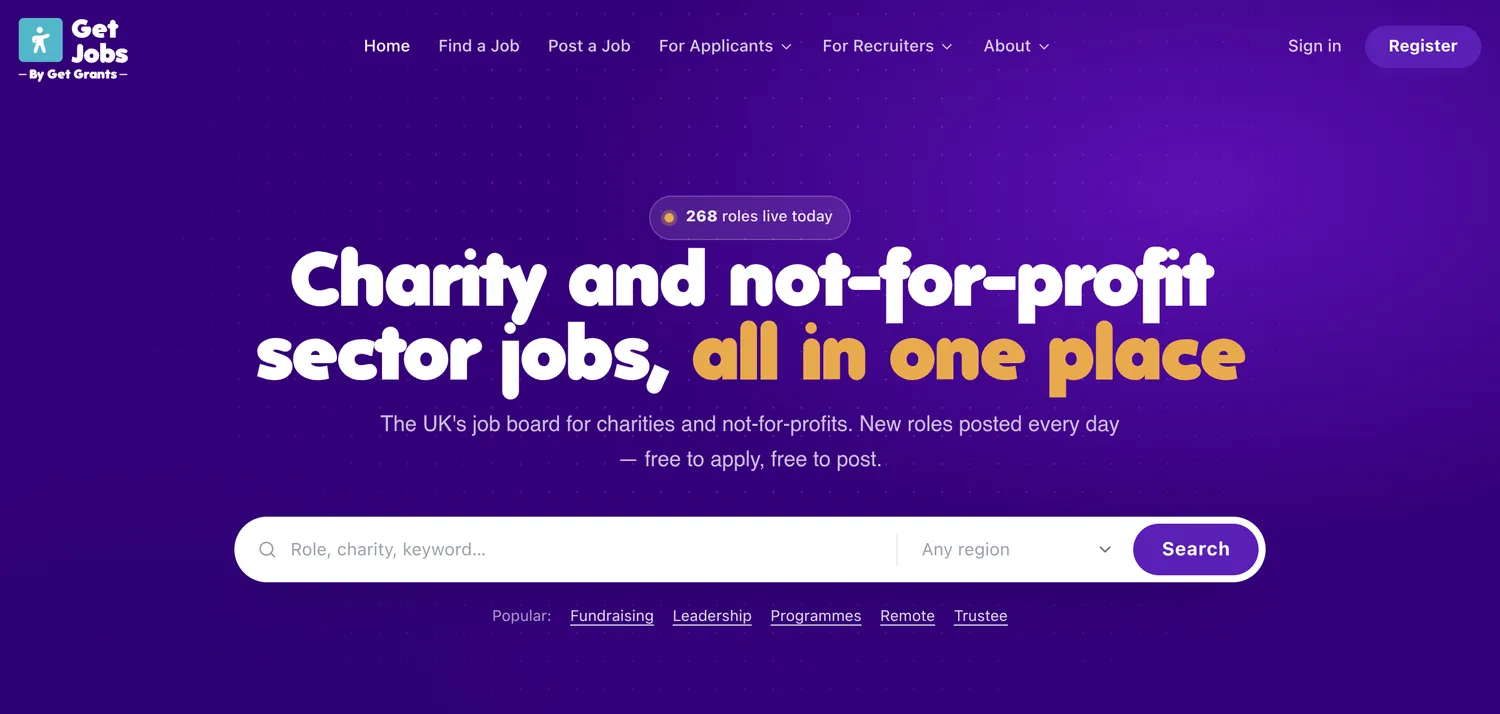The Get Jobs job board, built by Nexus Studio